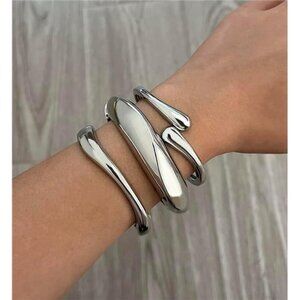 Chunky Gold Bangle Set | 14K Plated Stackable Cuff Bracelets.